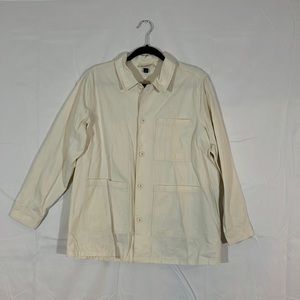 Light Cream Button Up Cargo “Jacket” with Pockets